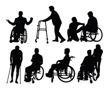 Disabled People Activity Silhouettes, Art Vector Design