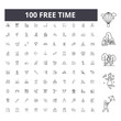 Free time line icons, signs, vector set, outline concept illustration