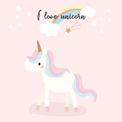 Wall Mural - Cute unicorn design. Vector illustration.