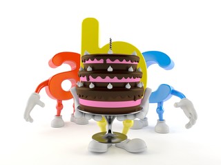 Canvas Print - ABC character holding cake