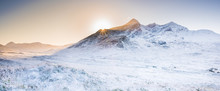 Isle Of Skye Landscape - Winter Scenery On Cuillin Hills, Snow Covered Mountains In Scotland