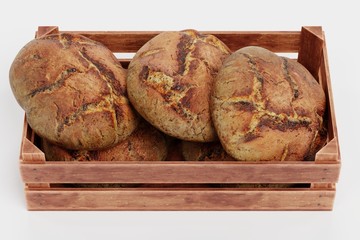 Wall Mural - Realistic 3d Render of Breads in Box