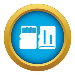 Poster - Both sides of SD memory card icon blue vector isolated on white background for any design