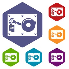Poster - Broken technologyicons vector colorful hexahedron set collection isolated on white
