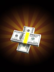 Canvas Print - Dollar currency on rays background