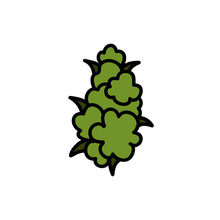 Marihuana Bud Doodle Icon, Vector Illustration