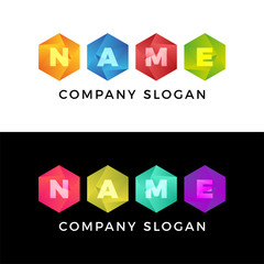 Fototapete - Creative four Hexagon honeycomb comet logo bright, multicolor entertainment with place for text