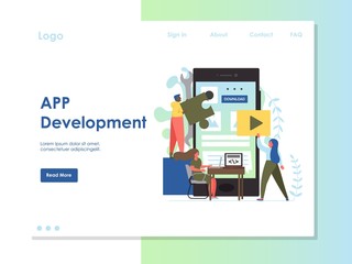 Poster - App development vector website landing page design template