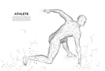 Wall Mural - Human body low poly wireframe. Athlete, Running man from triangles, low poly style. sport concept. human anatomy. Vector polygonal futuristic image. Polygonal wireframe mesh art