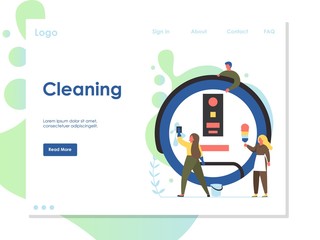Poster - Cleaning vector website landing page design template