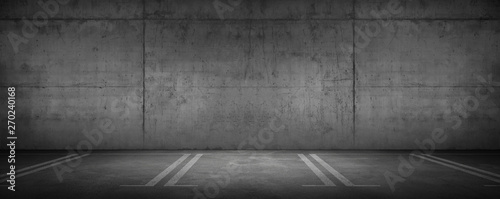 Fotografía Dark Garage Car Parking Background Concrete Wall with Floor