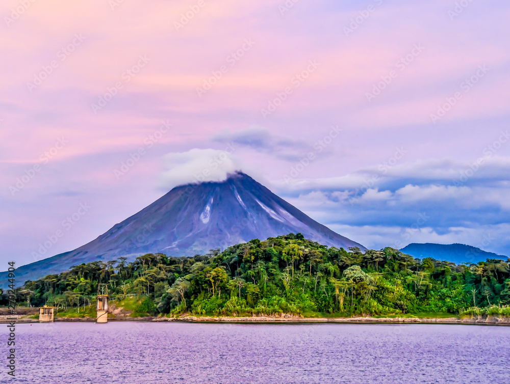 landscape with Arenal Volcan in costa rica central america - obrazy, fototapety, plakaty 