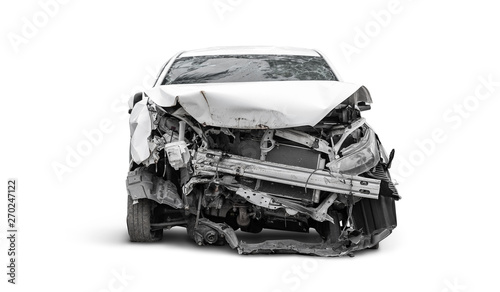 Cuadros en Lienzo front side of crashed car from accident