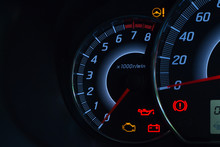 Screen Display Of Car Status Warning Light On Dashboard Panel Symbols Which Show The Fault Indicators