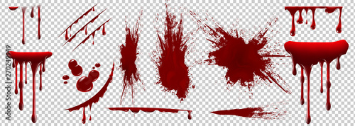 Fotografía Realistic Halloween blood isolated on transparent background