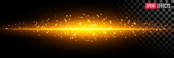 Creative Vector Illustration of Abstract Lighting Flare. Element Gold Light with Lens Effect. Concept Graphic Element.