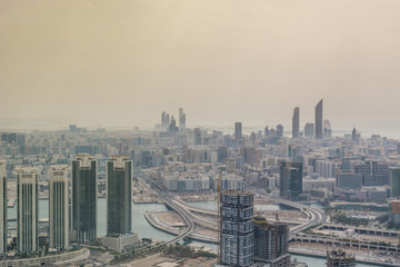 Canvas Print - Aerial view of Abu Dhabi city skyline, famous towers and skyscrapers