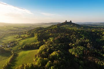 Wall Mural - Trosky Castle in Bohemian paradise, aerial shot