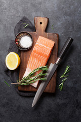 Wall Mural - Raw salmon fish fillet and ingredients