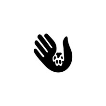 Human Hand And Pet Paw In Negative Space Logo Vector Icon Illustration