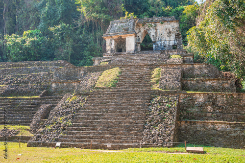 The ancient pyramids of Palenque, a Mayan Archaeological Site in Chiapas, Mexico
