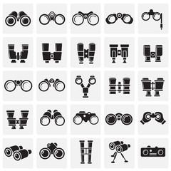 Poster - Binocular icons set on sqaures background for graphic and web design. Simple vector sign. Internet concept symbol for website button or mobile app.