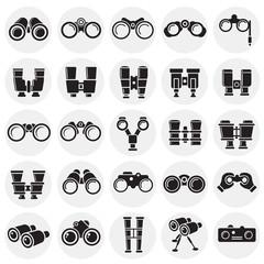 Poster - Binocular icons set on circles background for graphic and web design. Simple vector sign. Internet concept symbol for website button or mobile app.