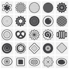 Poster - Cookies icons set on sqaures background for graphic and web design. Simple vector sign. Internet concept symbol for website button or mobile app.