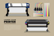 Medium size printer or plotter for large print as PVC vinyl and paper