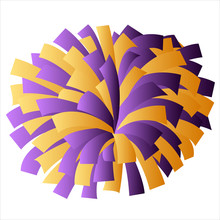 Purple And Yellow Gold Cheerleader Pom Pom Vector Graphic Illustration