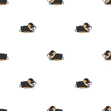 Cute Tri Color Corgi Dog Running Cartoon Seamless Pattern, Vector Illustration
