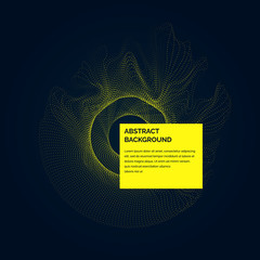 Poster - Vector abstract background with a colored dotted dynamic waves, line and particles.