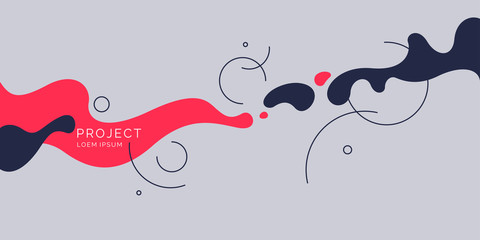 Fototapete - Trendy abstract background. Composition of amorphous forms and lines.