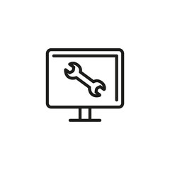 Poster - Repairing laptop line icon. IT support, website development, maintenance. Repair concept. Vector illustration can be used for topics like service, technology, computers