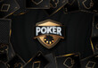 Playing cards and poker chips casino concept on dark background
