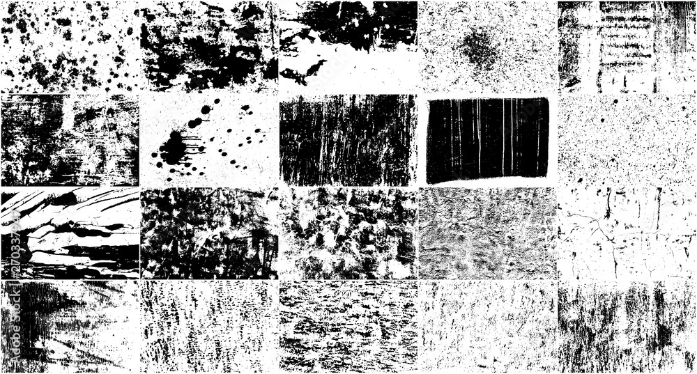 Vector Set Grunge Design Elements. Black And White Noise. Overlay Grainy Texture. Illustration, Eps 10. - obrazy, fototapety, plakaty 
