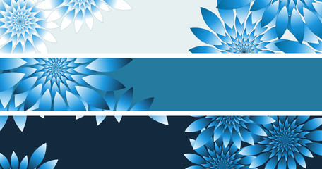 Wall Mural - banners set with fractal plants in blue shades