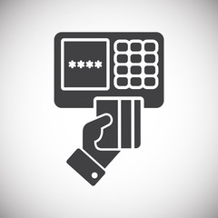 Poster - pos terminal icon on background for graphic and web design. simple illustration. internet concept sy