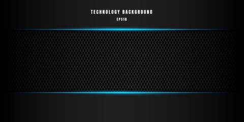 Poster - template abstract technology style metallic blue shiny color black frame layout modern tech design c