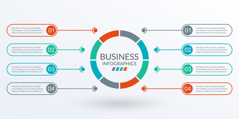 Poster - infographic template with circles. timeline info graphic layout. business process presentation conce