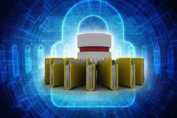 Aufkleber - 3d rendering Folder connected to data