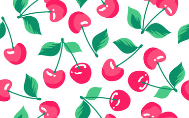 Wall Mural - seamless pattern with cherry on a white background. vector