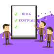© Zofia - Handwriting text writing Rock Festival. Conceptual photo Largescale rock music concert featuring heavy metals genre Business People Colleagues Discuss Missions Presentation Whiteboard Ticks