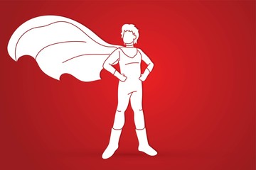 Wall Mural - Super Hero Man standing with costume cartoon graphic vector.