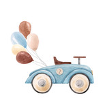 Watercolor baby car illustration