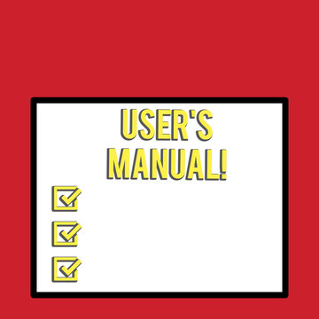 Word writing text User S Is Manual. Business photo showcasing Contains all essential information of the product Big white blank square background inside one thick bold black outline frame