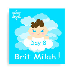 Wall Mural - Brit Milah Jewish tradition, holiday. Judaism. Greeting cards for a baby boy. vector illustration