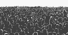 Illustration Of Large Crowd Of Young People At Live Music Event Party Festival
