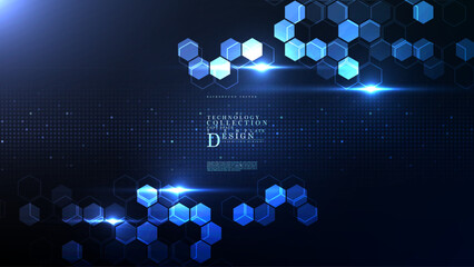 Sticker - Technology abstract illumination hexagon background template copy space vector
