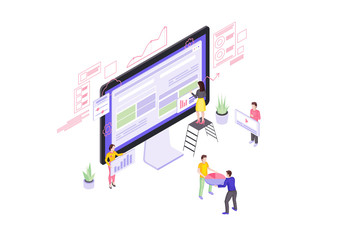 Poster - Website builder isometric vector illustration